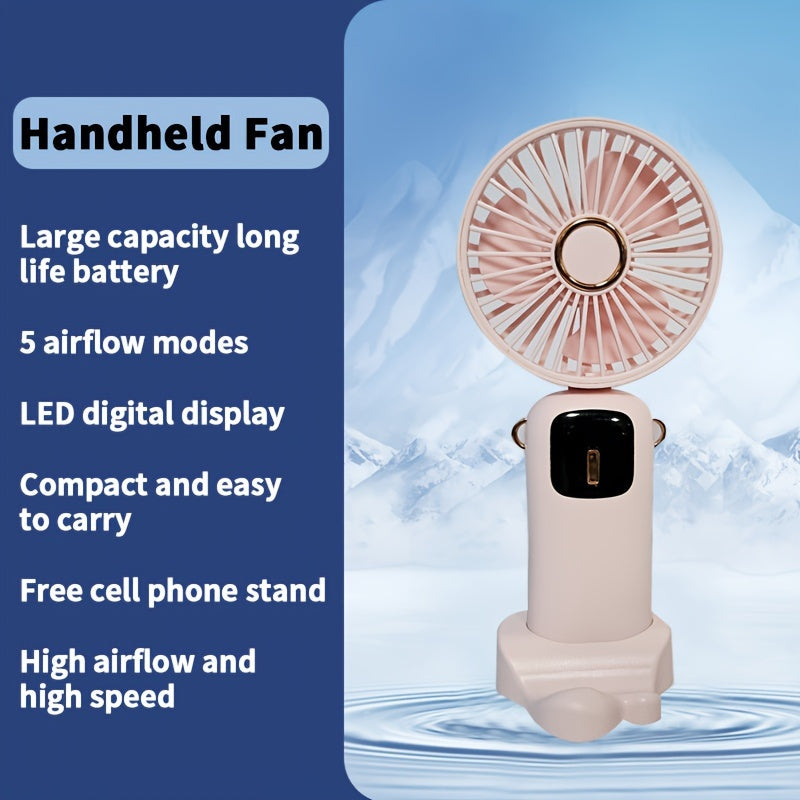 Mini Fan with LED Display Rechargeable USB Silent Desk Travel Sturdy Cooling Gift