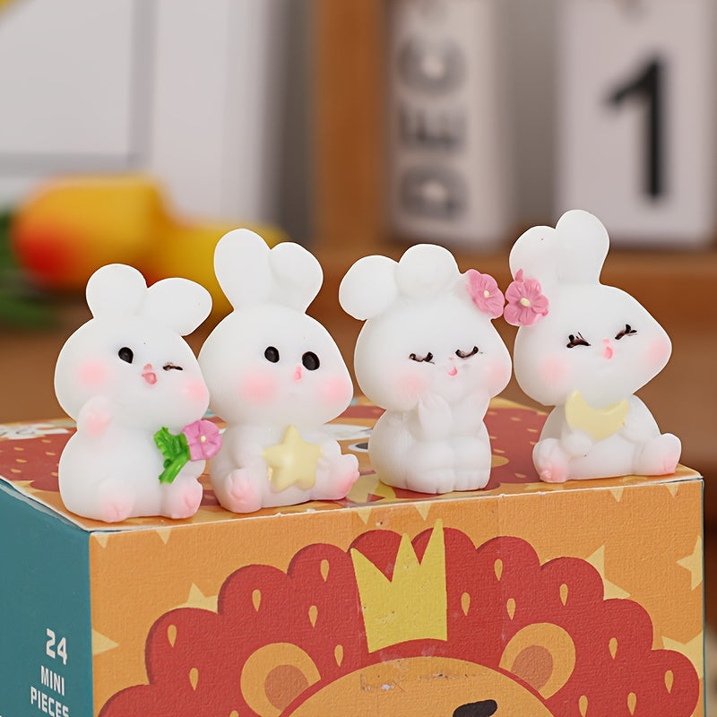 4 ta chiroyli quyon resin panel bezaklari mini avtomobil dekoratsiyasi to'plami