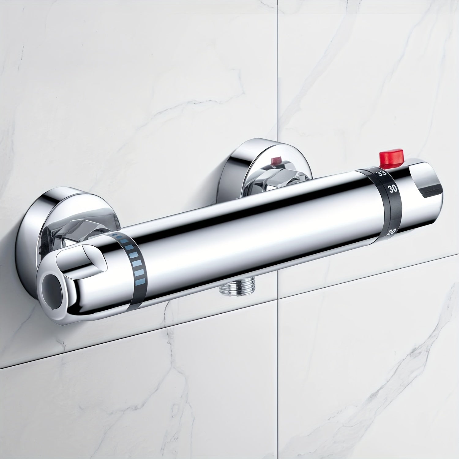 Термостат для душа Chrome с кнопкой безопасности, легкая установка, не требует электроэнергии