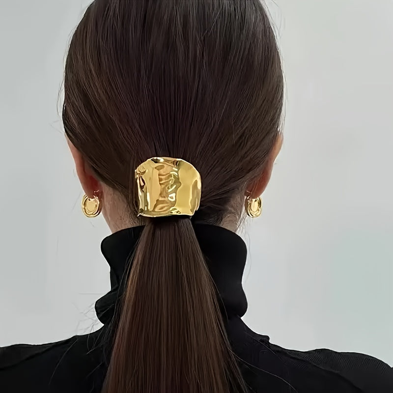 Golden Hairband for Women Vintage Elegant Sequin Alloy Ponytail Holder Accessories