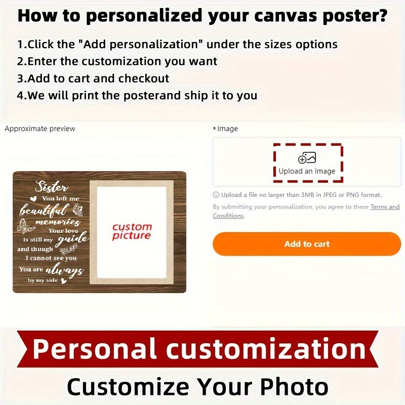 Sister Picture Frame Sympathy Gift Custom Wooden Canvas Memorial Remembrance