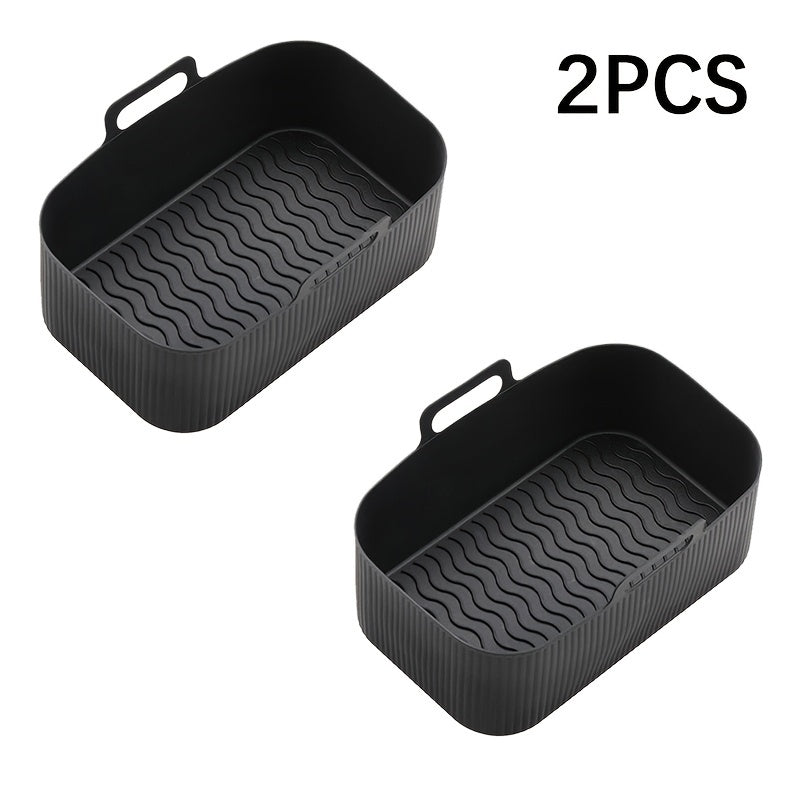 Set of 2 Rectangular Silicone Air Fryer Liners 19.5cm Reusable Baking Trays