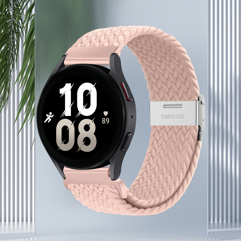 Nylon Braided Sport Loop Band for Galaxy Watch 4 5 6 7 and Active 2 3 4 5 22mm Strap for Men Women