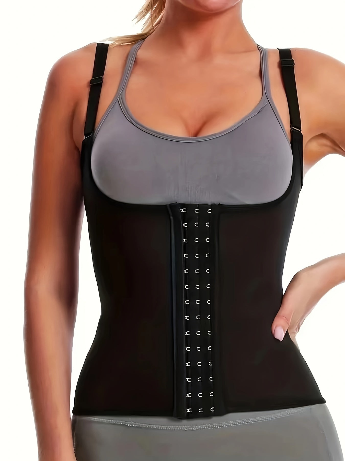 Women's Neoprene Corset Top with Adjustable Shoulder Straps Medium Support Waist Cincher