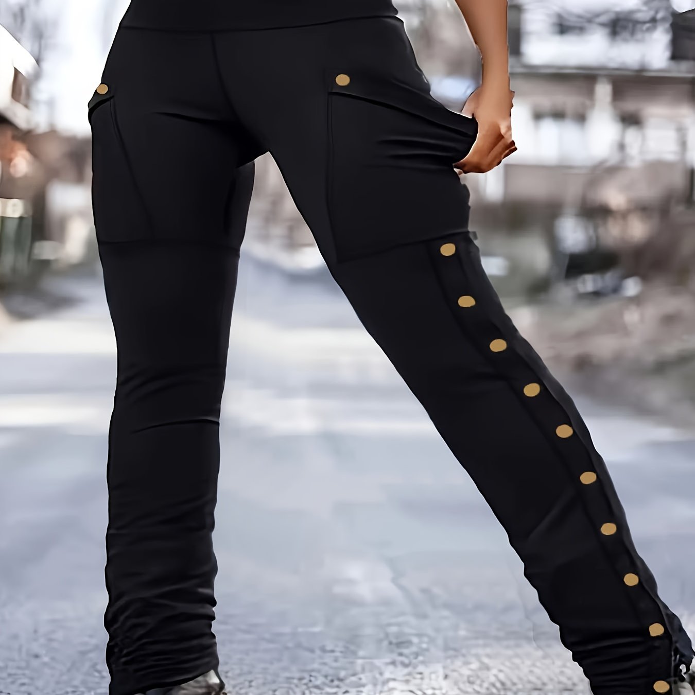 Plus Size High-Waisted Solid Casual Leggings Polyester Spandex All-Season