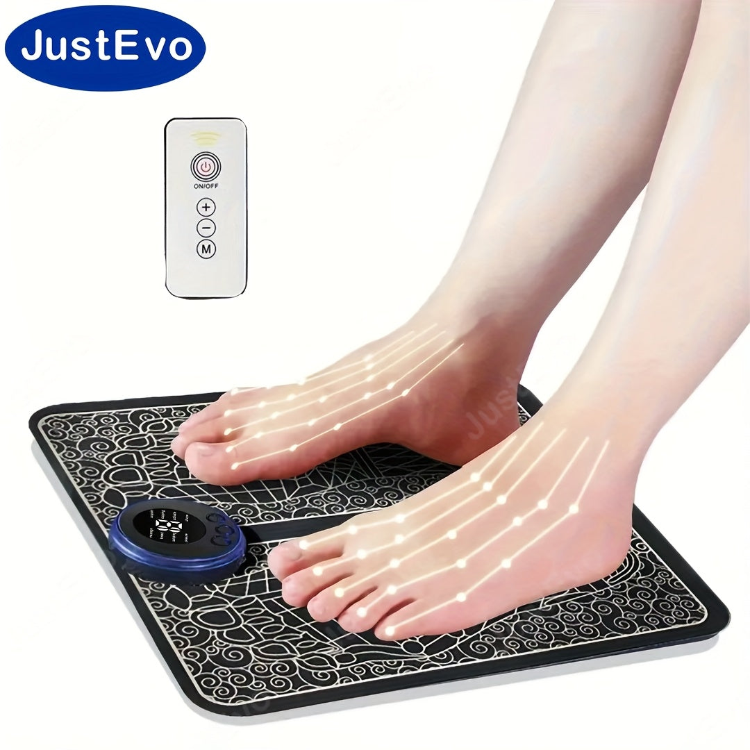 JustEvo EMS oyoq massajchisi mushaklarni bo'shatish uchun sozlanadigan parametrlar bilan. Uyda foydalanish yoki do'stlar uchun sovg'a sifatida ideal.