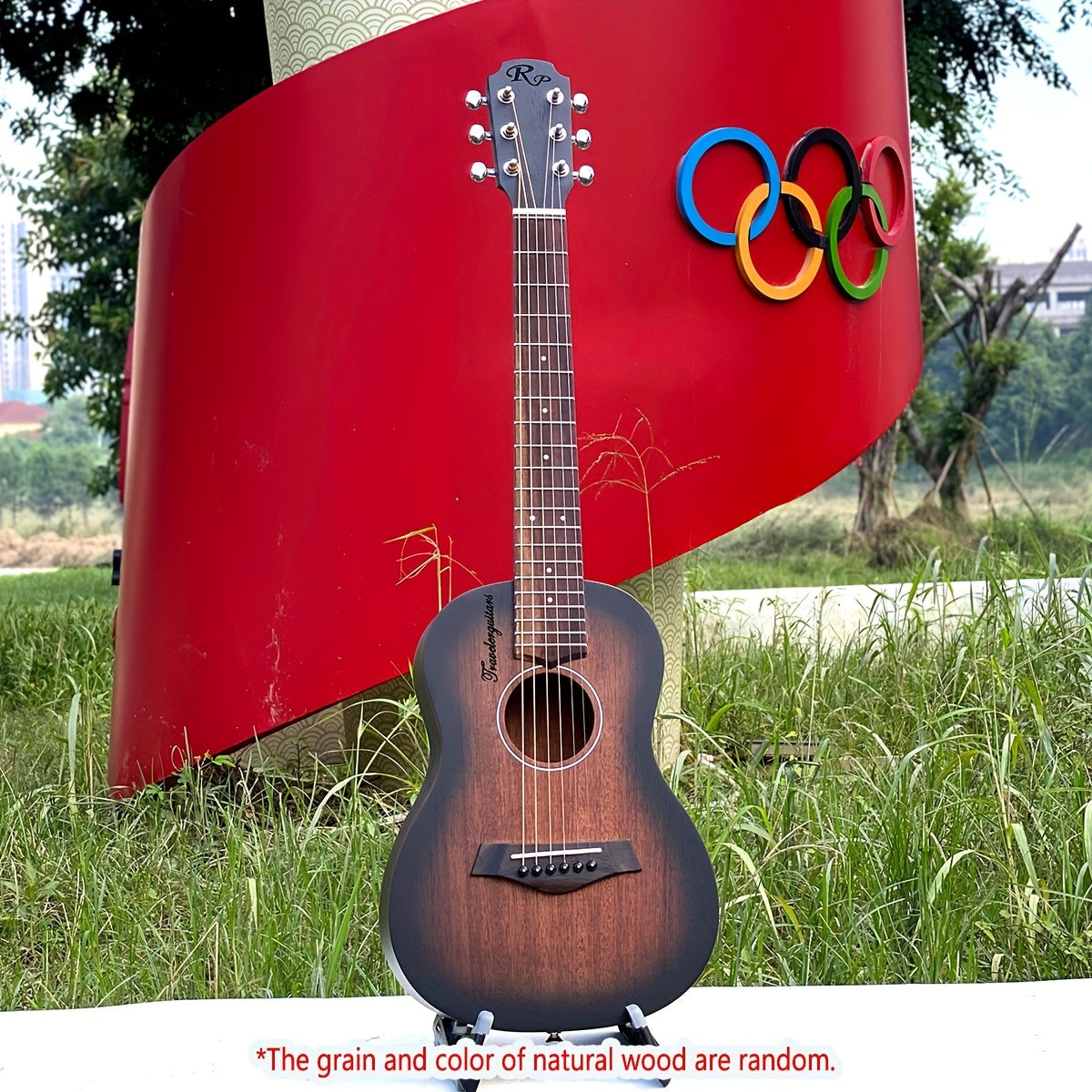 Ultra-Mini Travel Acoustic Guitar with Mahogany Neck and Sides Rosewood Fingerboard 20 Frets