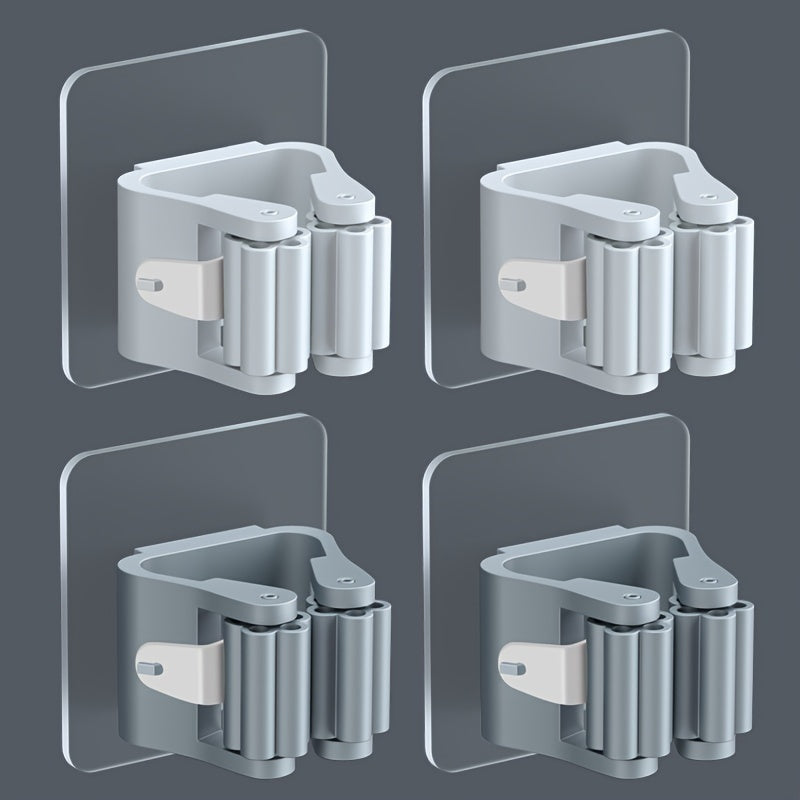 Двухсекционный настенный держатель для швабры и метлы без сверления, полка для хранения для кухни и ванной