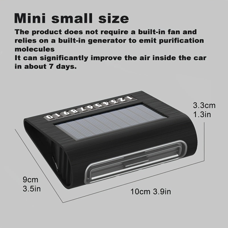 Автоматический очиститель воздуха для автомобиля на солнечной энергии с датчиком вибрации, фильтрация на 7 дней