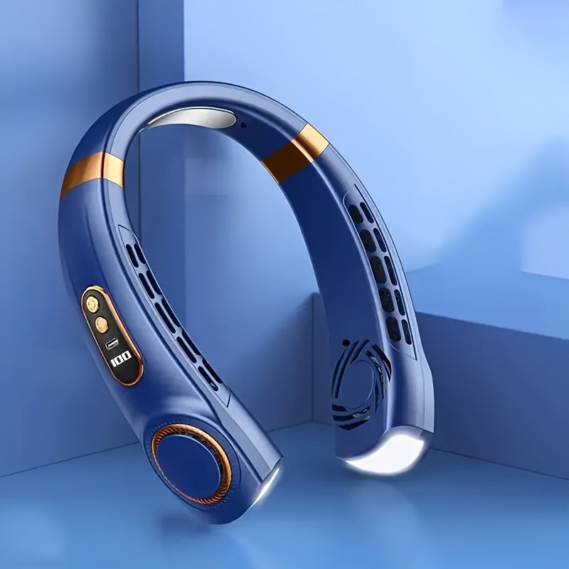 USB Neck Fan with Adjustable Speed LED Display Rechargeable Battery Lightweight for Outdoor Activities