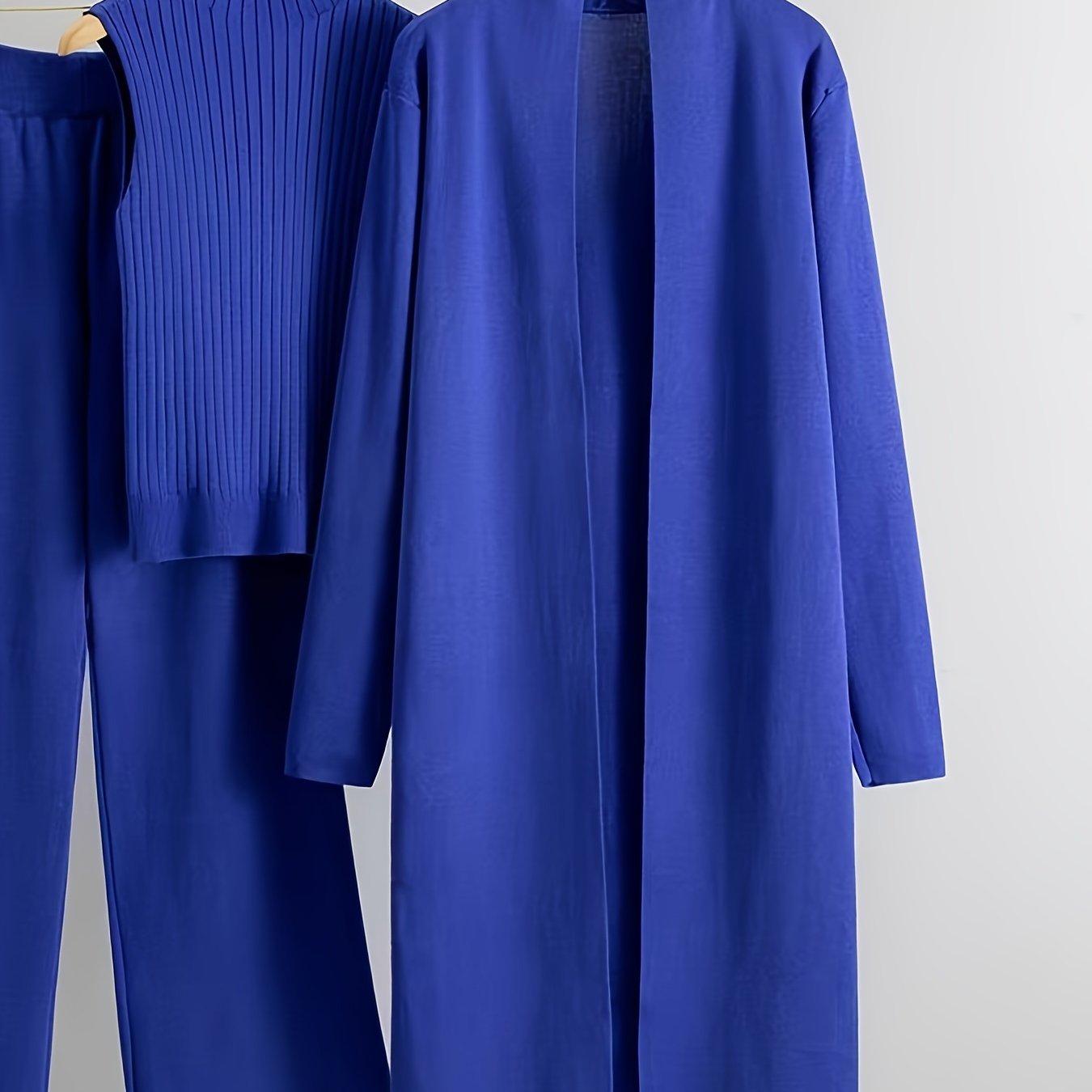 Women's Knit Set with Wide-Leg Pants Cardigan and Turtleneck Fall Winter 2024