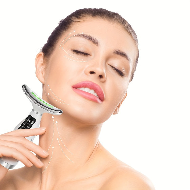 Перезаряжаемый массажер для лица и шеи с 7 режимами, идеальный подарок для женщин и девушек.