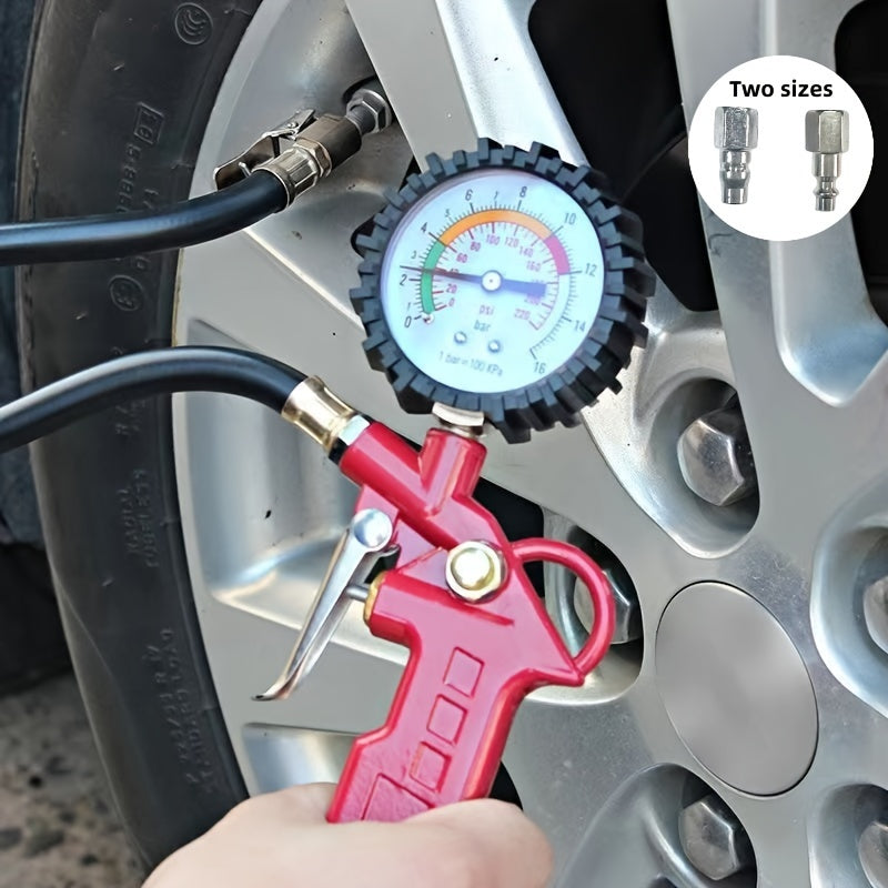 Universal Tire Pressure Gauge Inflator with Rubber Hose and Pressure Measuring