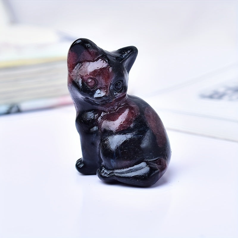 Фигурка кошки из натурального кристалла для карманов и комнат, подарок