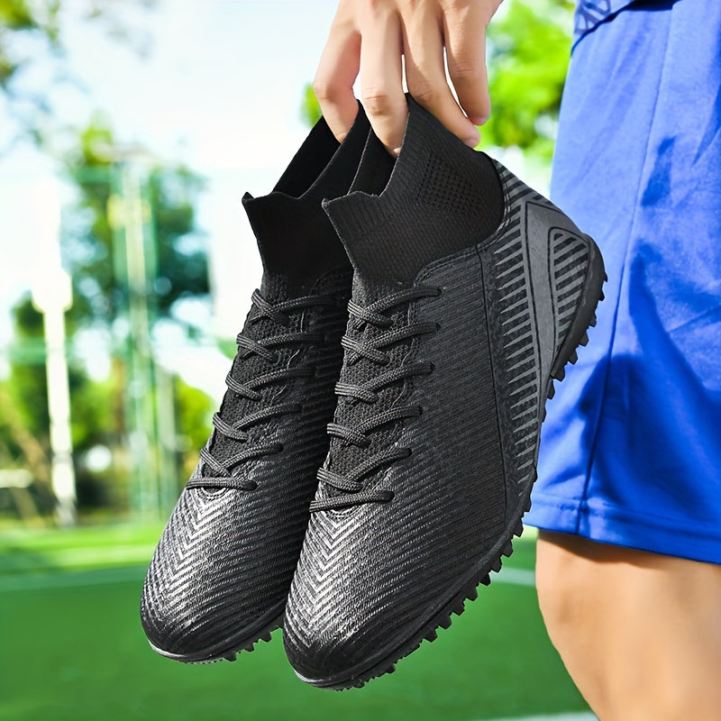 Men's Soccer Shoes with Stripe Pattern Non-Slip Rubber Sole Durable PU Upper Indoor Outdoor TF Studs