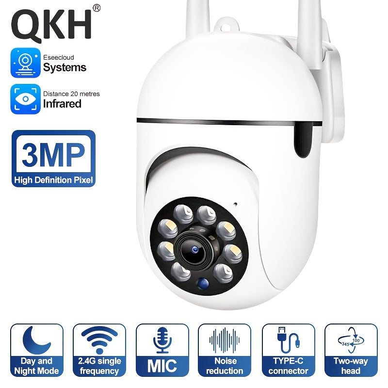 Wireless 1440P FHD Indoor Outdoor Security Camera with Color Night Vision and Two-Way Audio