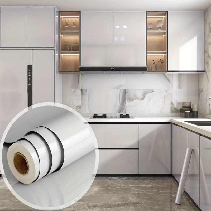 White Marble Look Self-Adhesive Kitchen Wallpaper Waterproof Resistant PET Furniture Decal