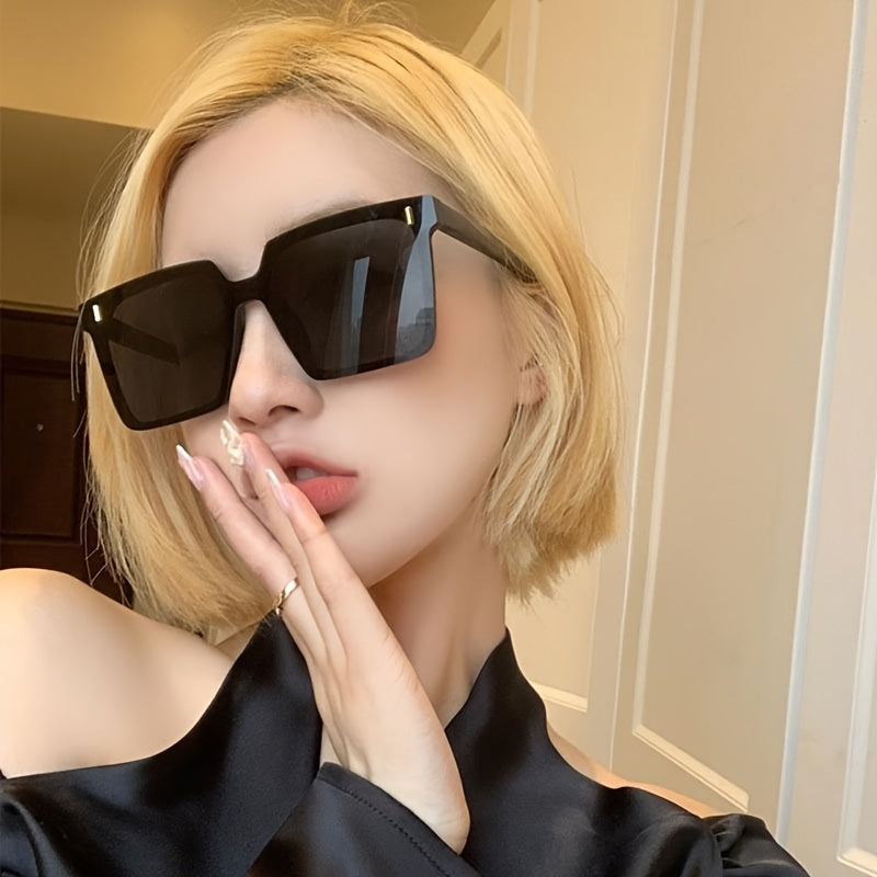 Men's Oversized Square Frame Glasses Durable PC Fashion Eyewear for Daily Wear Driving Travel