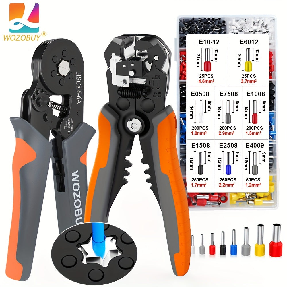 HSC8 6-6A Ratchet Crimping Tool Set sim kesgich va plitalar bilan - Uglerod po'latidan, quvvat talab qilinmaydi