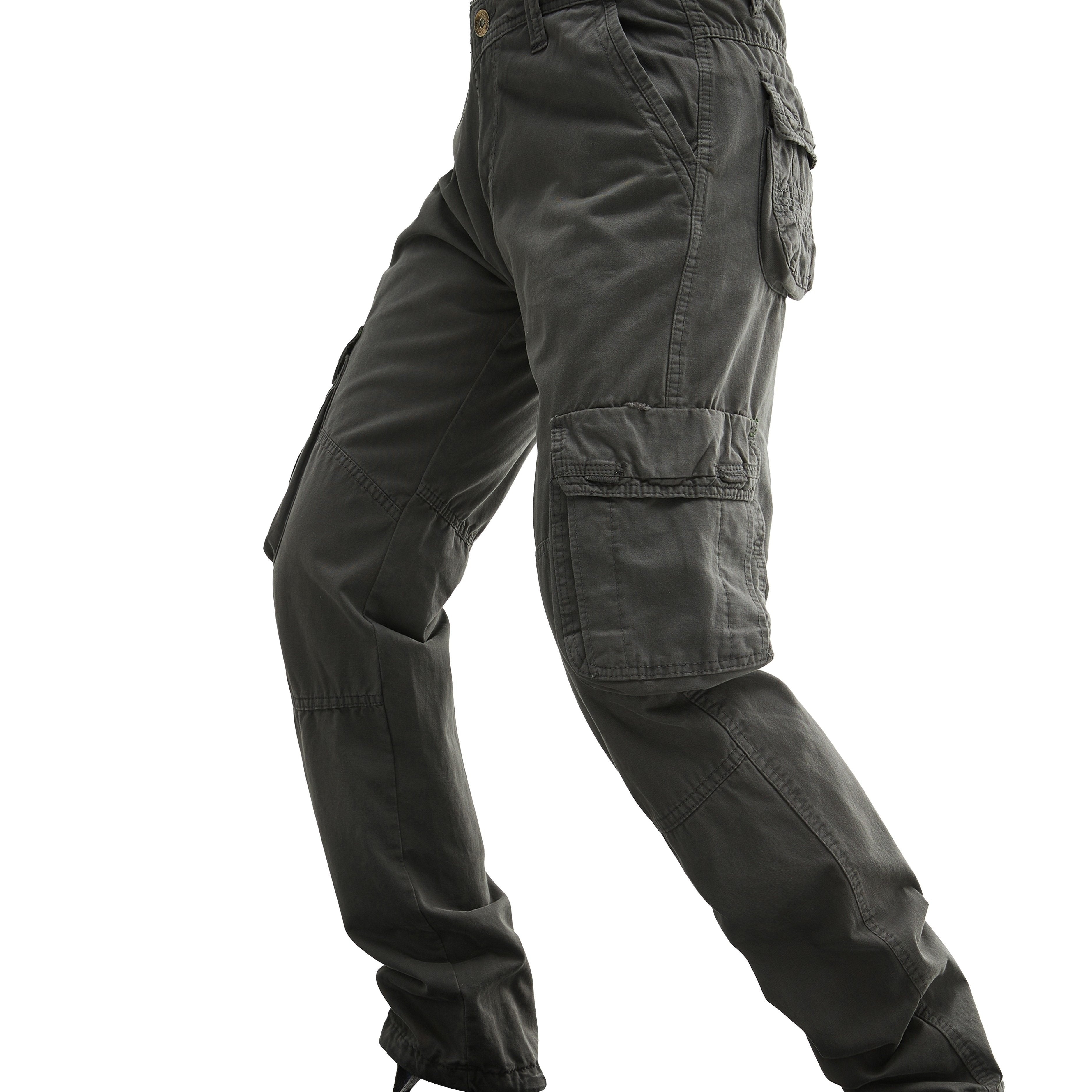 Men's Cotton Cargo Pants with Multiple Pockets Streetwear Style for Spring Autumn