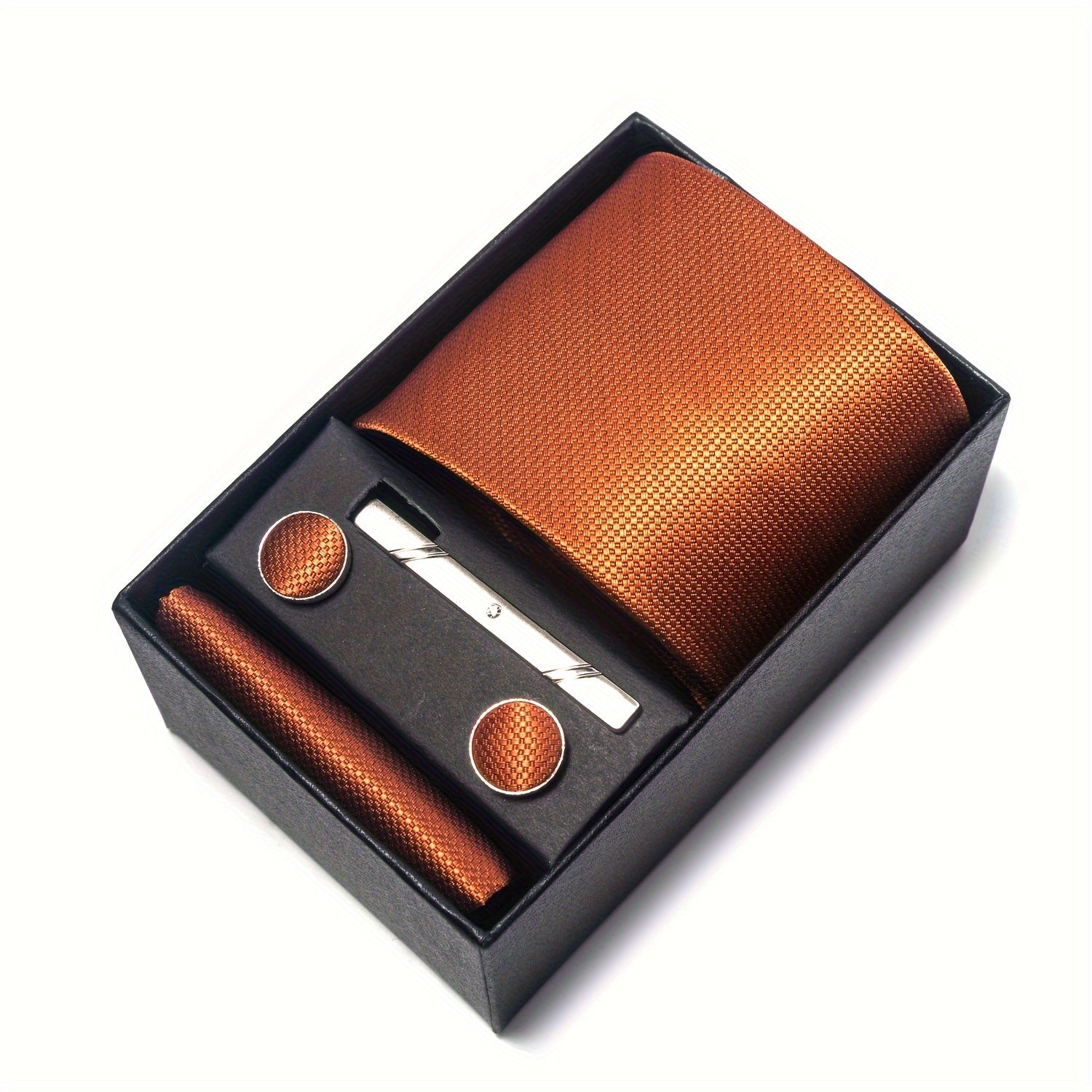 Men's Accessories Set Tie Pocket Square Cufflinks Necktie Gift Box for Celebration