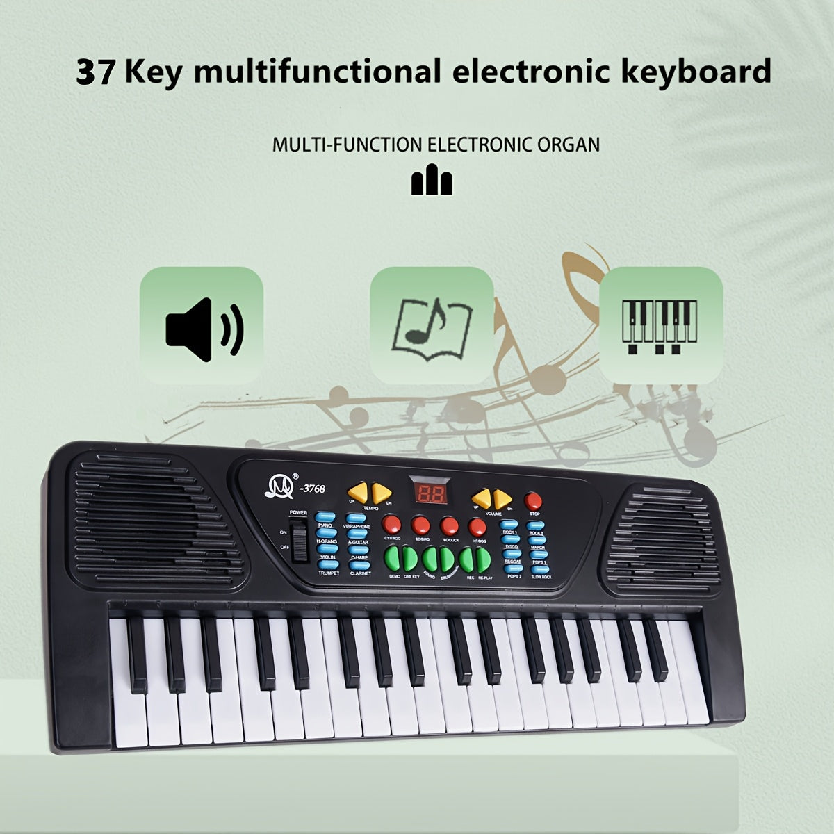 Electronic Keyboard for Beginners 37-Key Portable Music Toy with Microphone for Teens