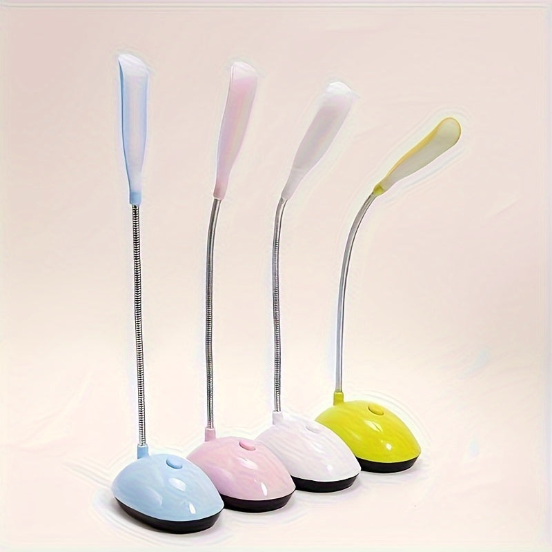 Portable LED Desk Lamp Foldable Eye-Care Mini Table Light Adjustable Angle Battery Operated White