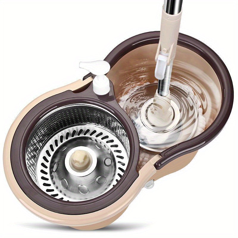 Set de cubo y mopa con mango ajustable y rotación de 360° para suelos y baños