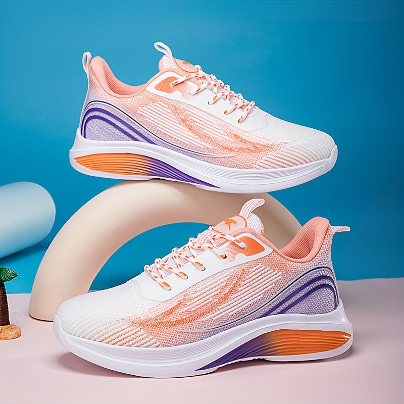 Women's Colorblock Casual Sneakers Breathable Fabric Lightweight Running Shoes