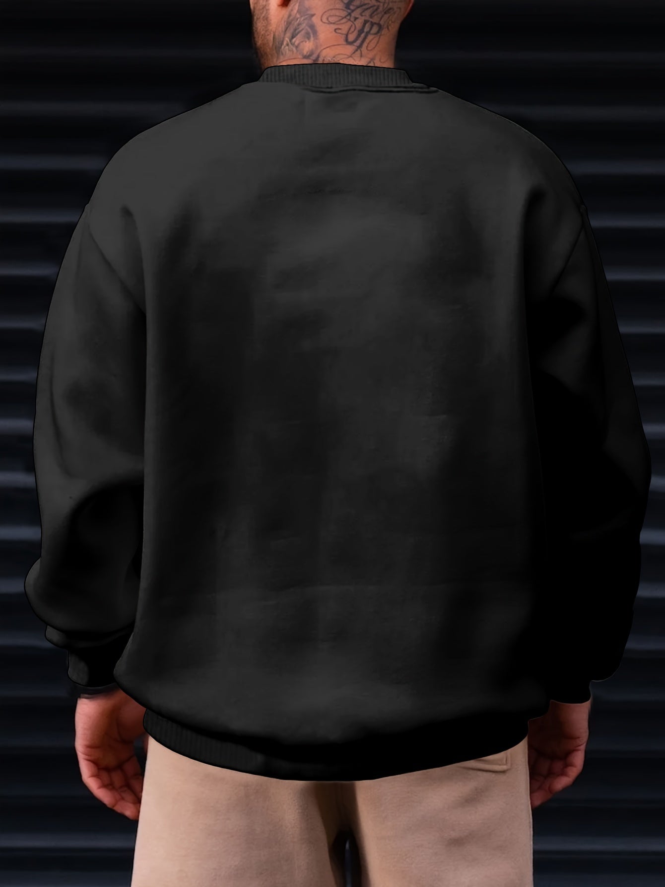 Men's Large Flame Tail Print Sports Hoodie with Long Sleeves and Crew Neck