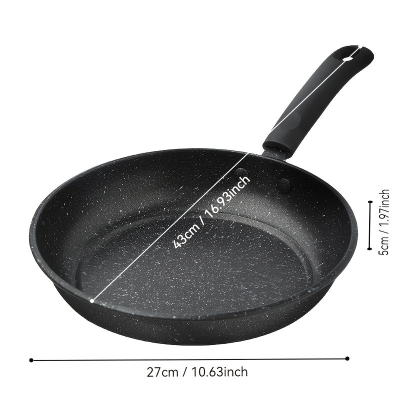 Non-Stick Cast Iron Frying Pan with Marble Coating 23cm Flat Bottom Hand Wash