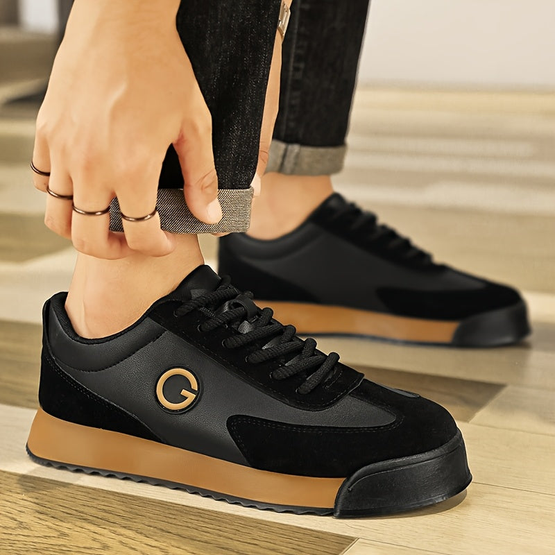 Men's Casual Sneakers Waterproof Rubber Sole Low Top Lace-Up All-Season Brown Black