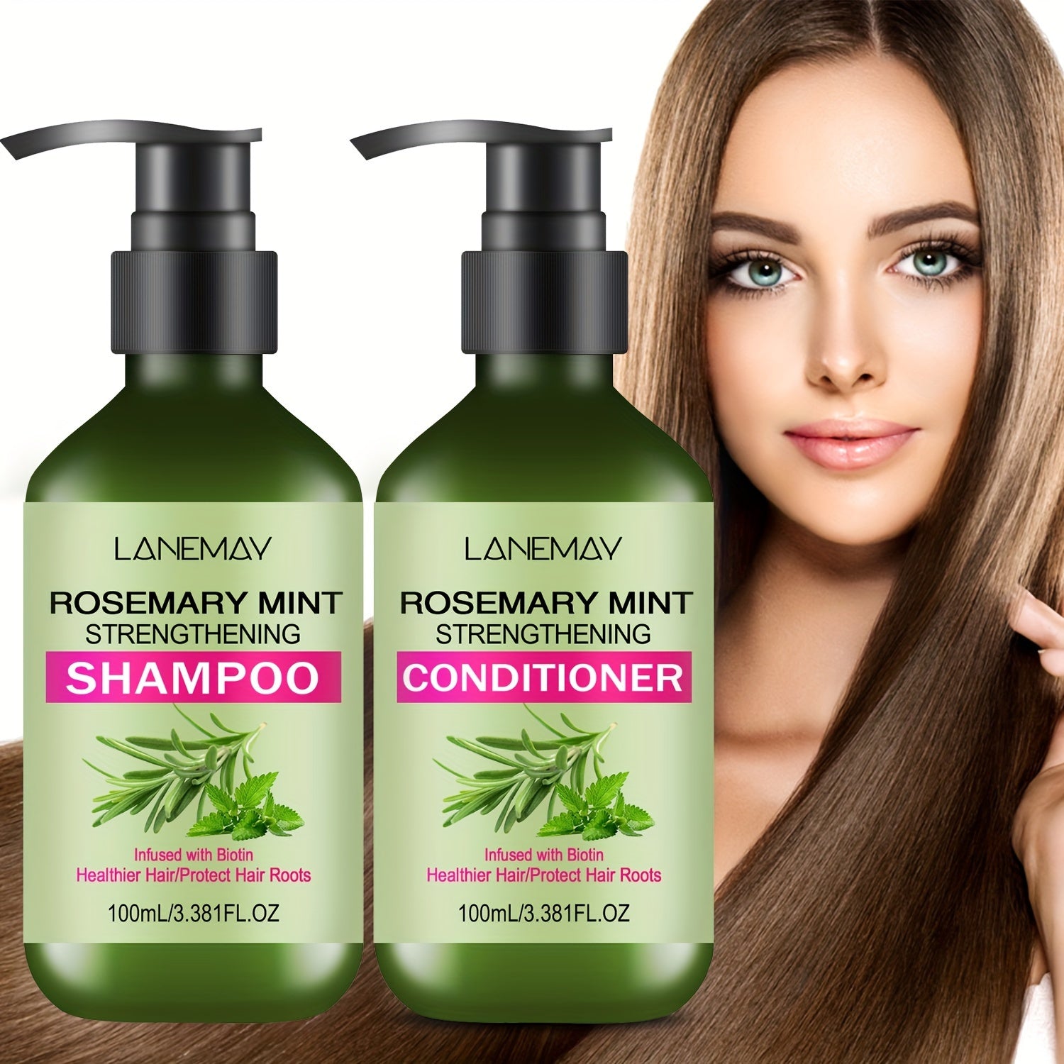 Rosemary Mint Shampoo and Conditioner Set for Normal Hair Moisturizing and Strengthening