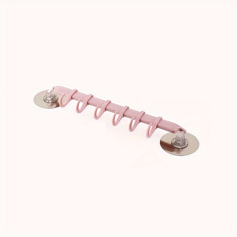 Art Deco Wall Mount Towel Rack with 6 Hooks and Adhesive Corner Shower Caddy