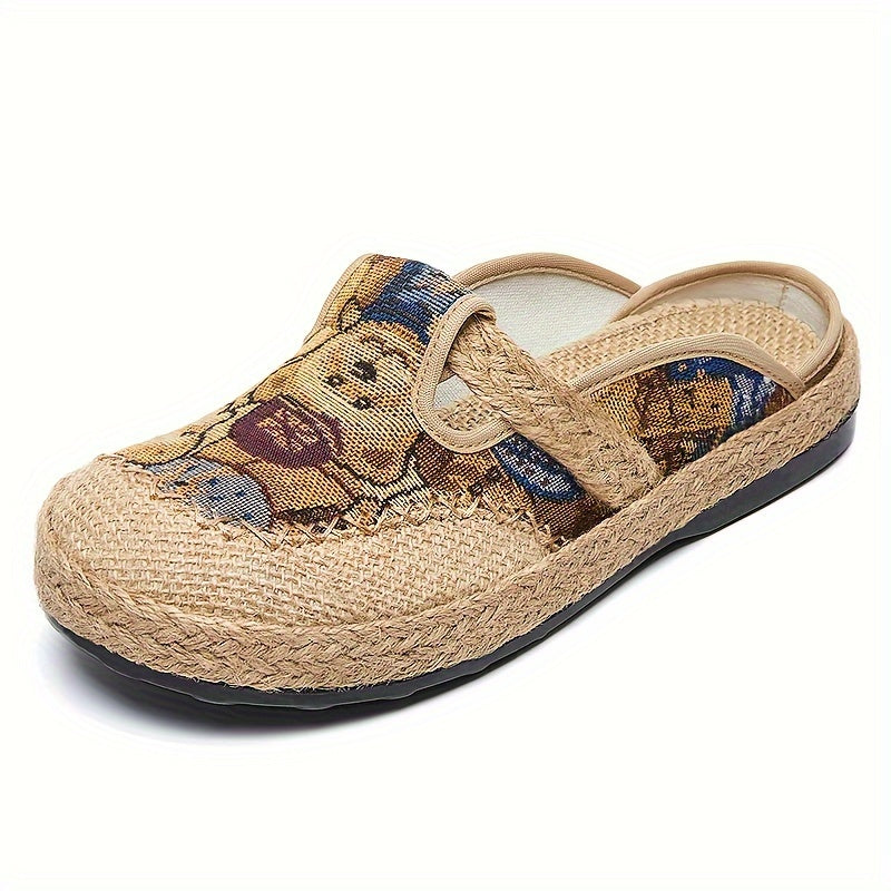 Women’s Slip-On Shoes Floral Pattern Brown Blue Beige Casual Flats