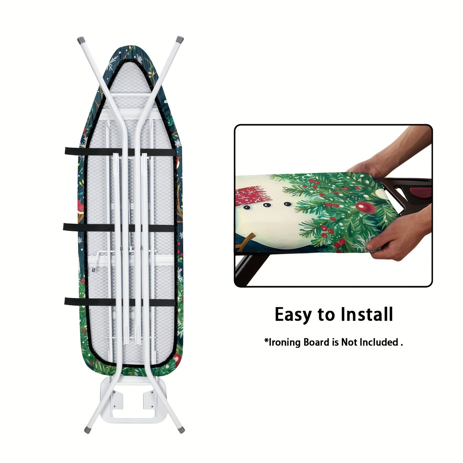 Snowman Print Christmas Ironing Board Cover Padded Replacement with Elastic Edges