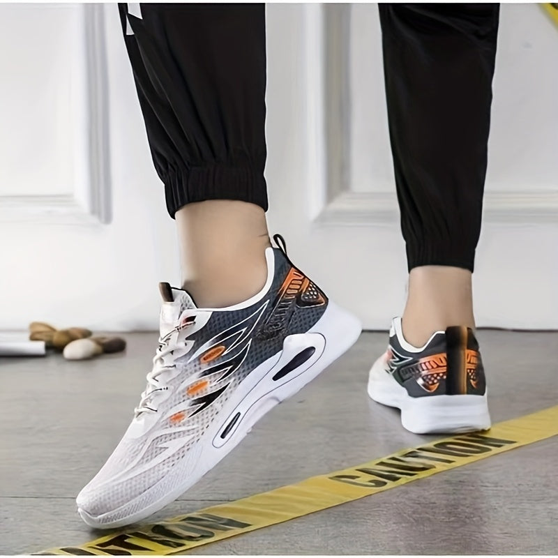 Men's Casual Sports Shoes with Anti-Slip Sole and Fabric Upper for All-Season Running