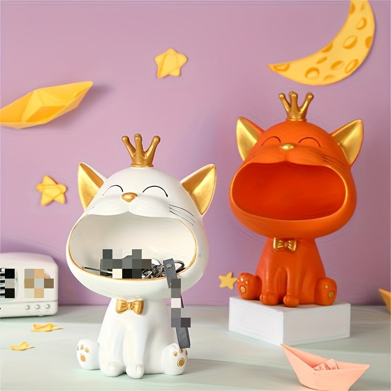 Big Mouth Cat Storage Box Ornament for Wine Cabinet Entryway Key Desktop Decor