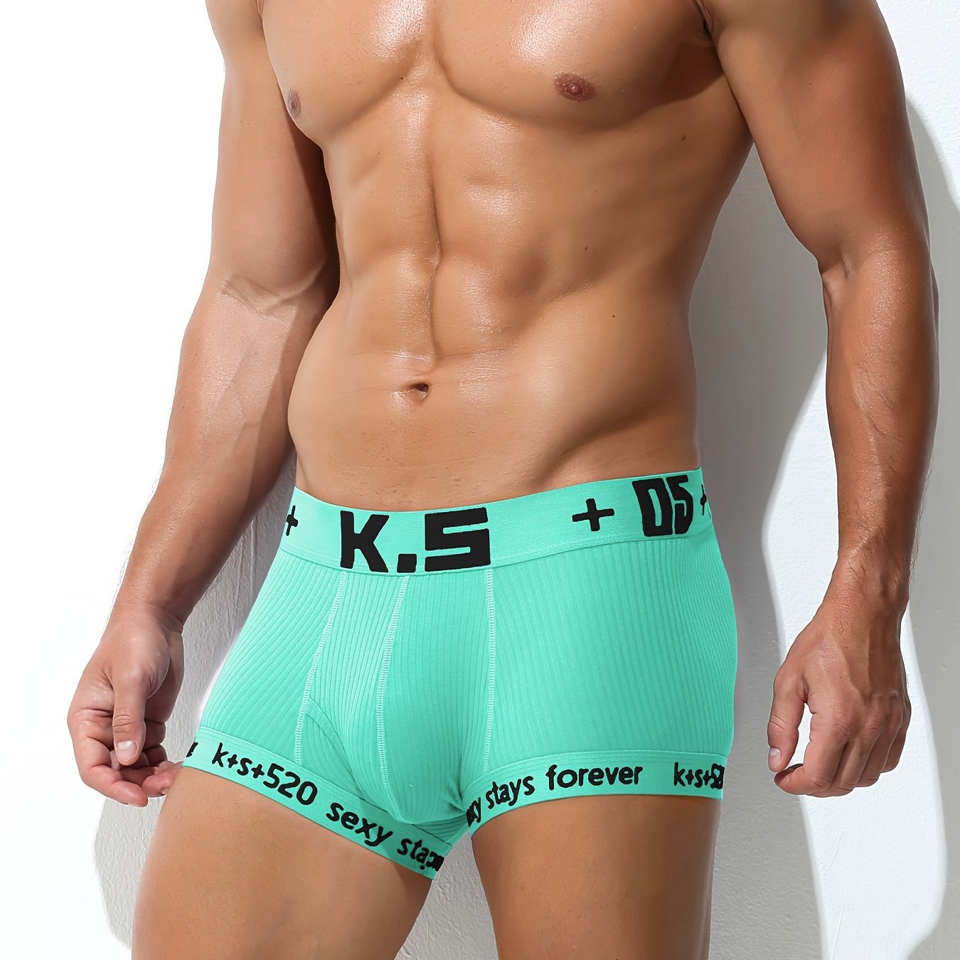 Men's Cotton Boxer Briefs Solid Color Lightweight Comfort High Stretch Knit Fabric