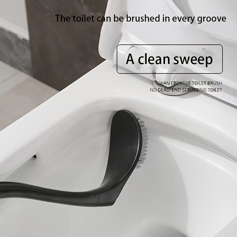 Swan-Shaped Toilet Brush Long Handle Non-Scratch Plastic Bathroom Cleaner