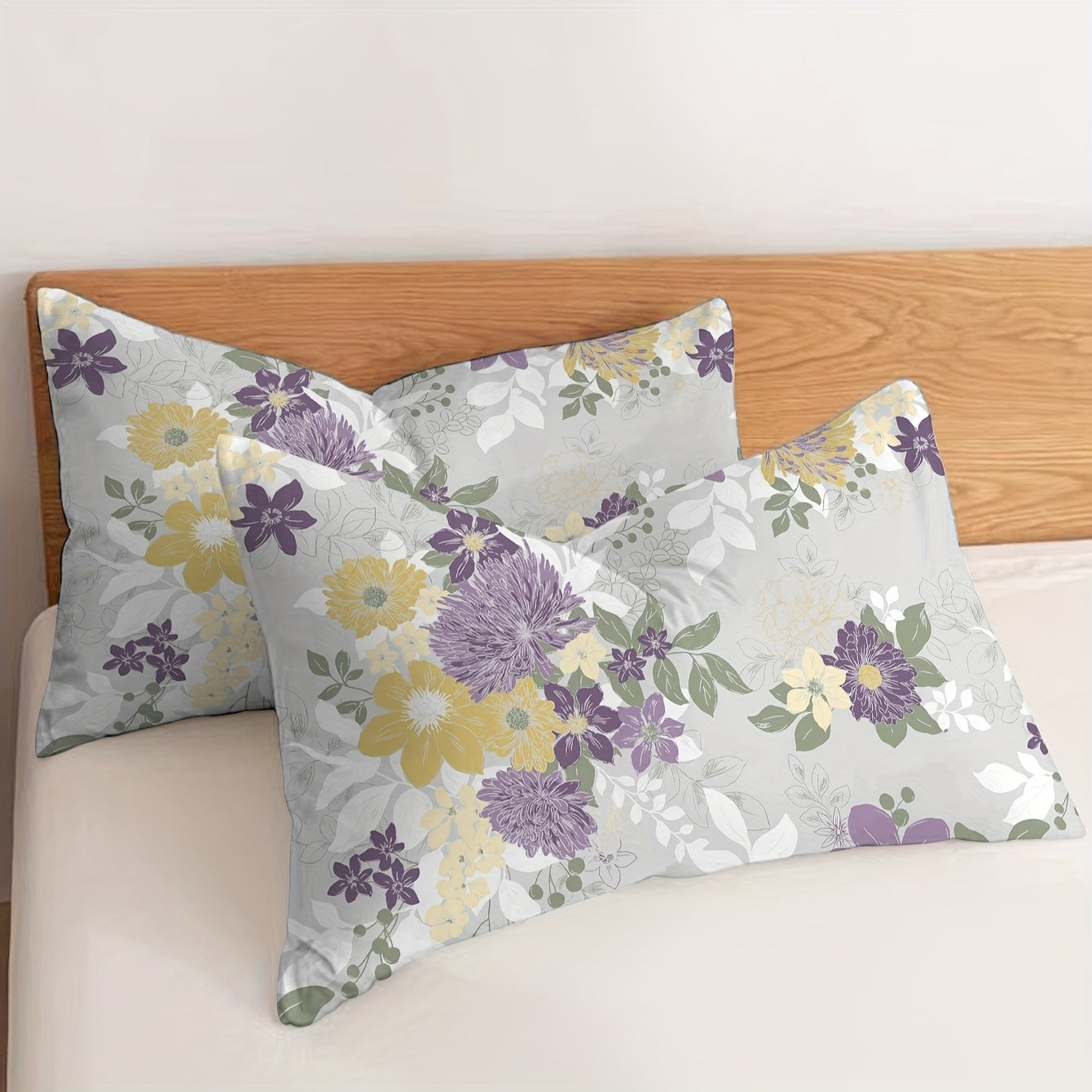 Flower Pattern Brushed Pillowcases Soft Breathable Decor for Bedroom Sofa