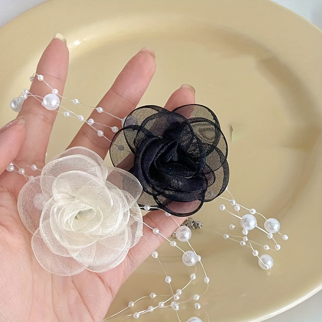 Fransuz Romantik Ko'p Qavatli Marvarid Gul Bezak - Zamonaviy Moda Aksessuari