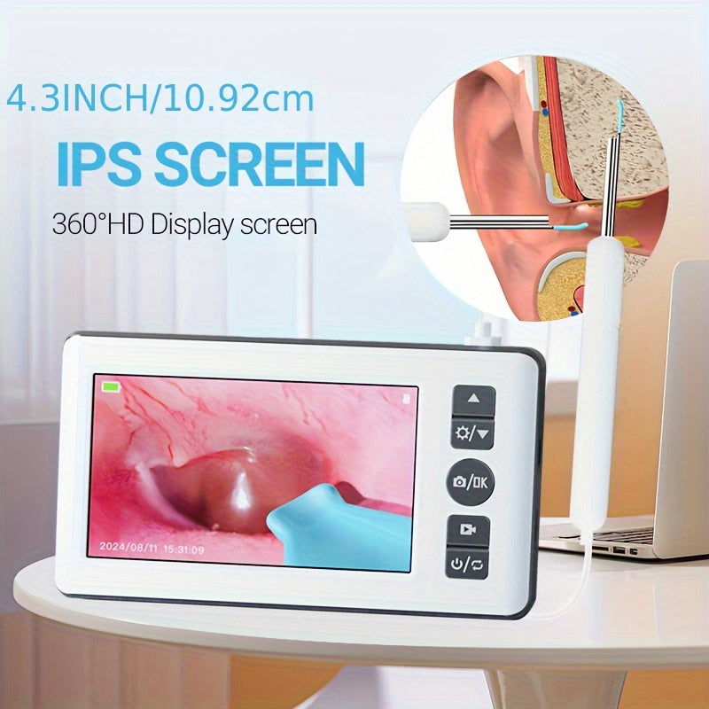 Extractor de oídos avanzado con pantalla IPS HD de 10.92cm, cámara endoscópica 1080P, USB recargable