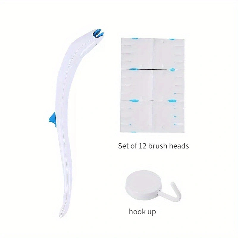 Disposable Toilet Cleaning Brush Set with 12 Replacement Heads Bathroom Cleaning Tool