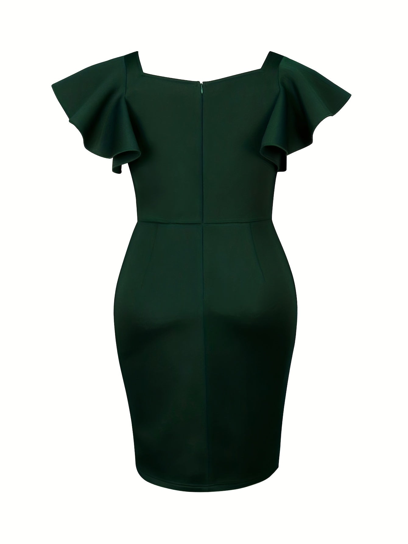 Plus Size Women's Green Off-Shoulder Bell Sleeve Mini Dress for Parties