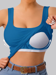 Women's Plus Size Sports Bra with Built-In Pads Ribbed Stretch Breathable Pink White