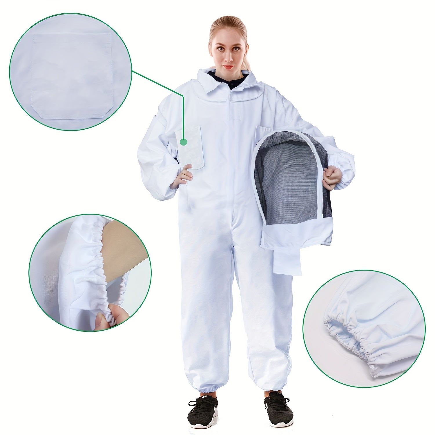 Durable Full-Body Beekeeping Suit with Veil Hood for Urban Farming