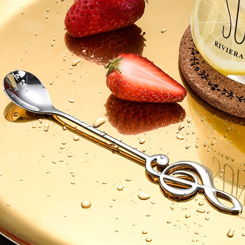 Stainless Steel Music Note Dessert Spoon for Coffee Tea Stirring, Durable, Easy to Clean