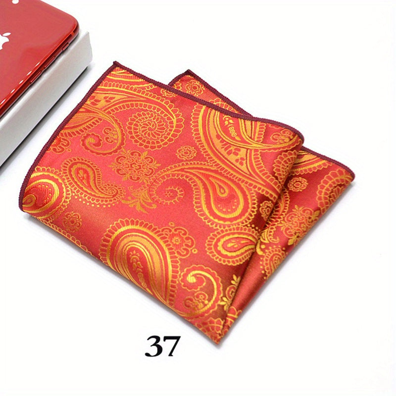 Pañuelo de bolsillo de jacquard paisley para hombre, patrón de anacardo, accesorio elegante