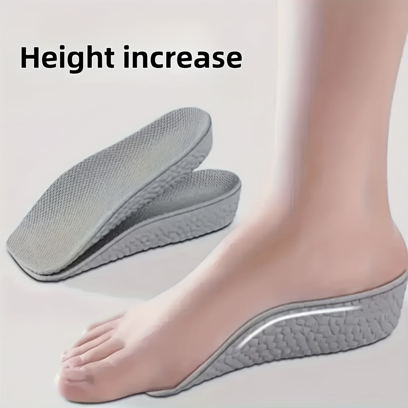 Unisex Memory Foam Height-Increasing Insoles with Arch Support and Shock Absorption